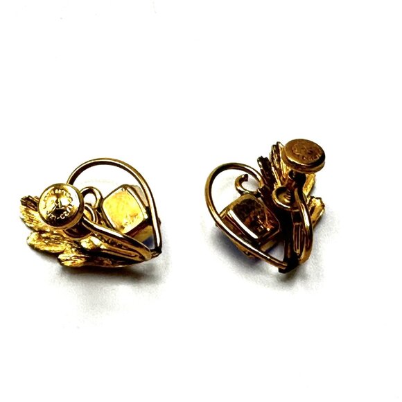 1940s Tru-Kay  Leaf Brooch & Earrings Set—12K Gold-Filled & Czech Crystals—EUC - Picture 6 of 11